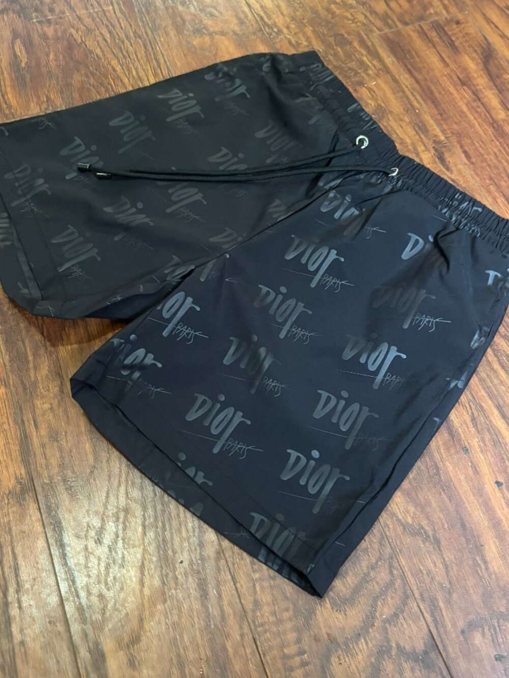 Black dior swim shorts